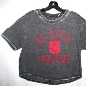 Cropped Tee NC State Wolfpack M  Distressed Gray Oversized Fit THRASHED